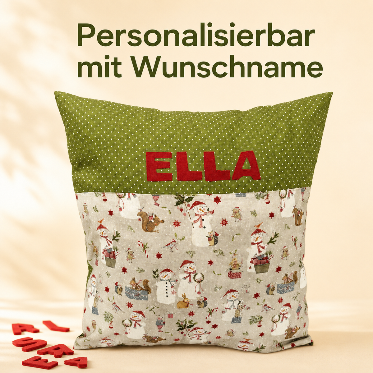 Personalisiertes Weihnachtskissen mit Namen – Winterkissen für Frauen
