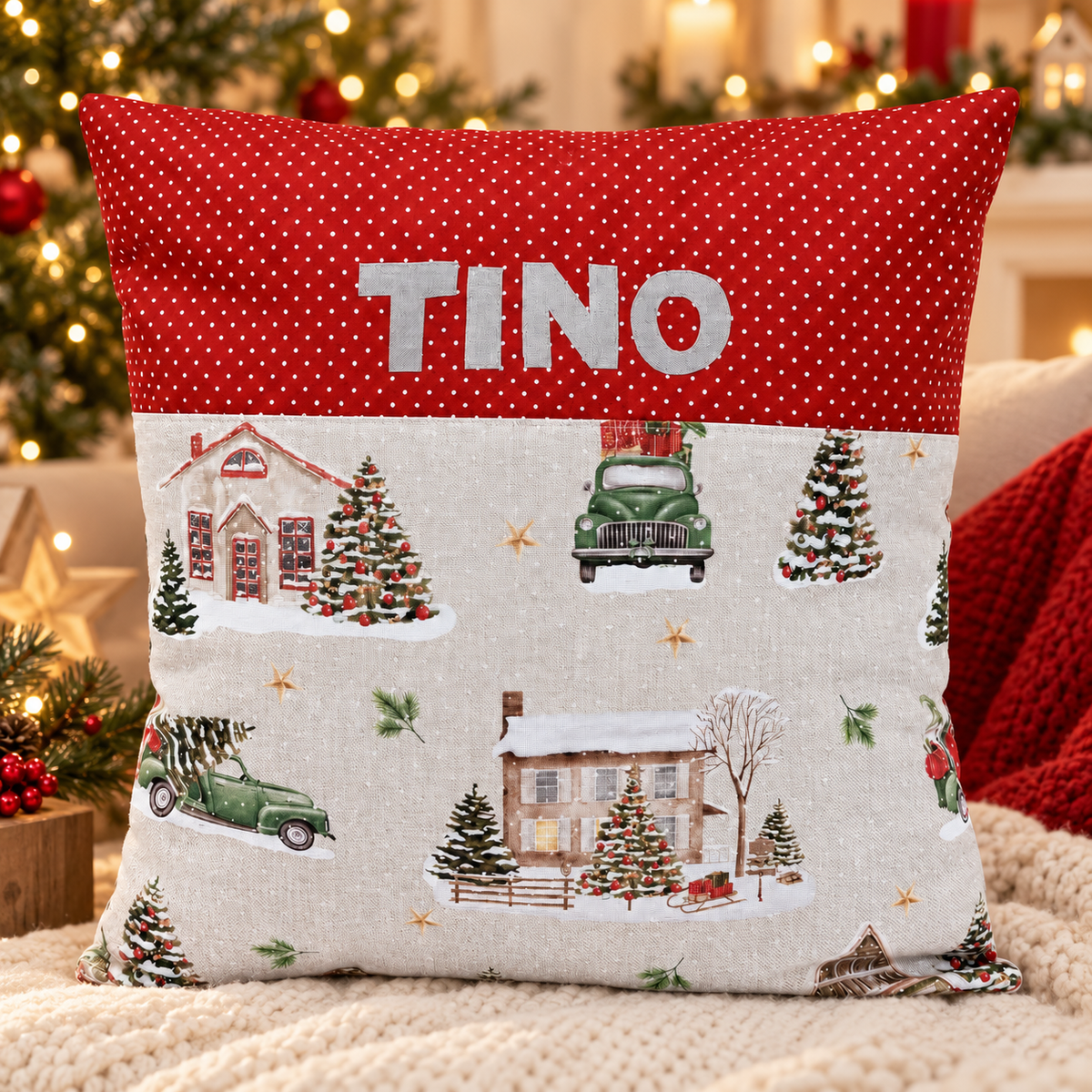 Personalisiertes Weihnachtskissen mit Namen