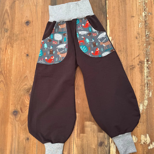 Pumphose French Terry -Handgemachte Babyhose mit Waldtieren