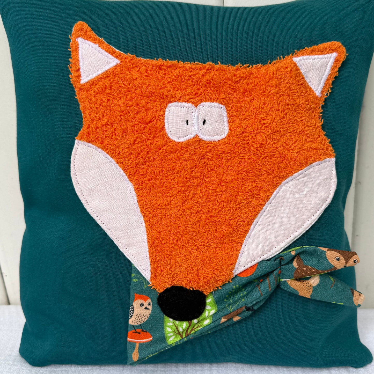 Reisekissen Fuchs 30x30 cm – Handgemachtes Kinderkissen für Auto, Urlaub & Ausflüge