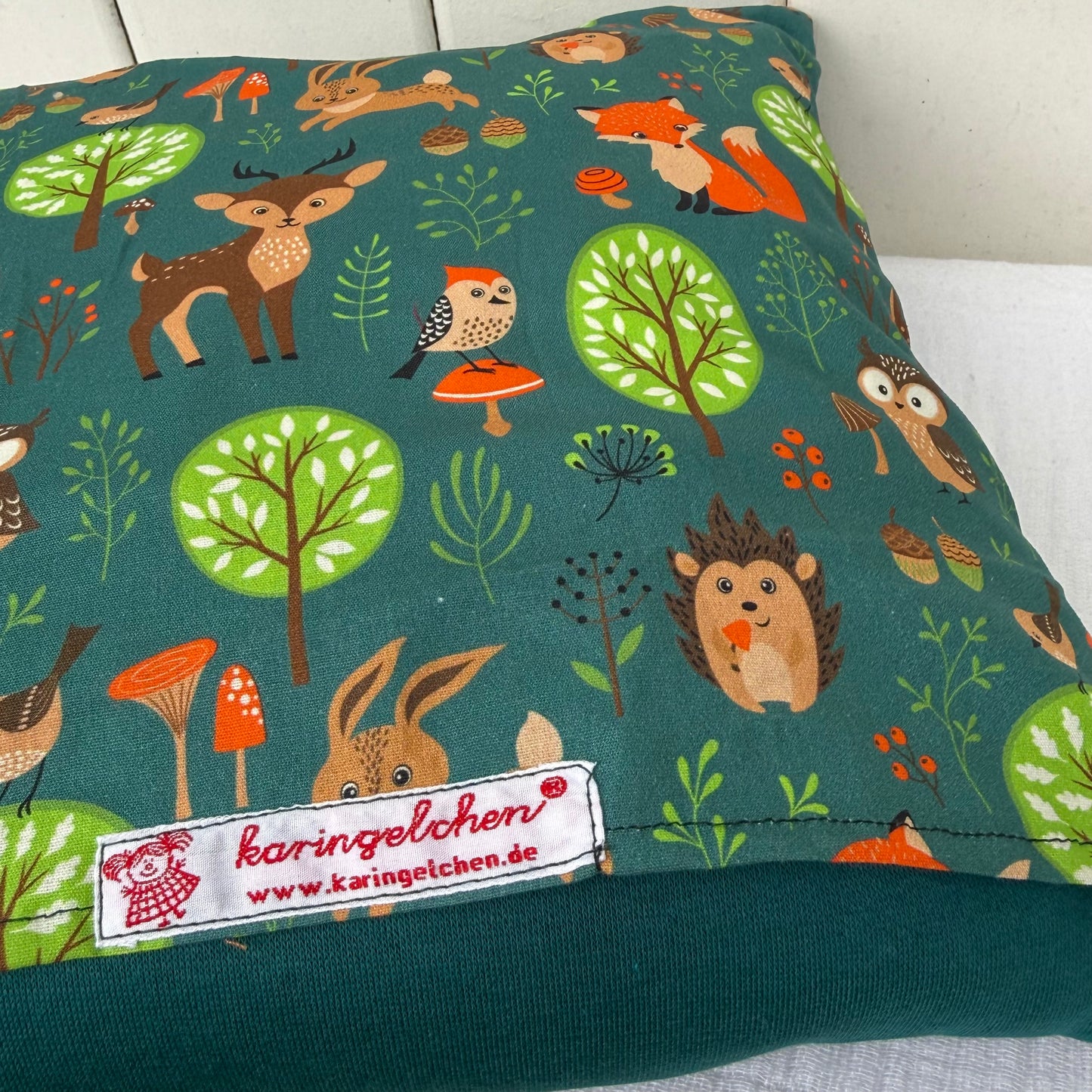 Reisekissen Fuchs 30x30 cm – Handgemachtes Kinderkissen für Auto, Urlaub & Ausflüge
