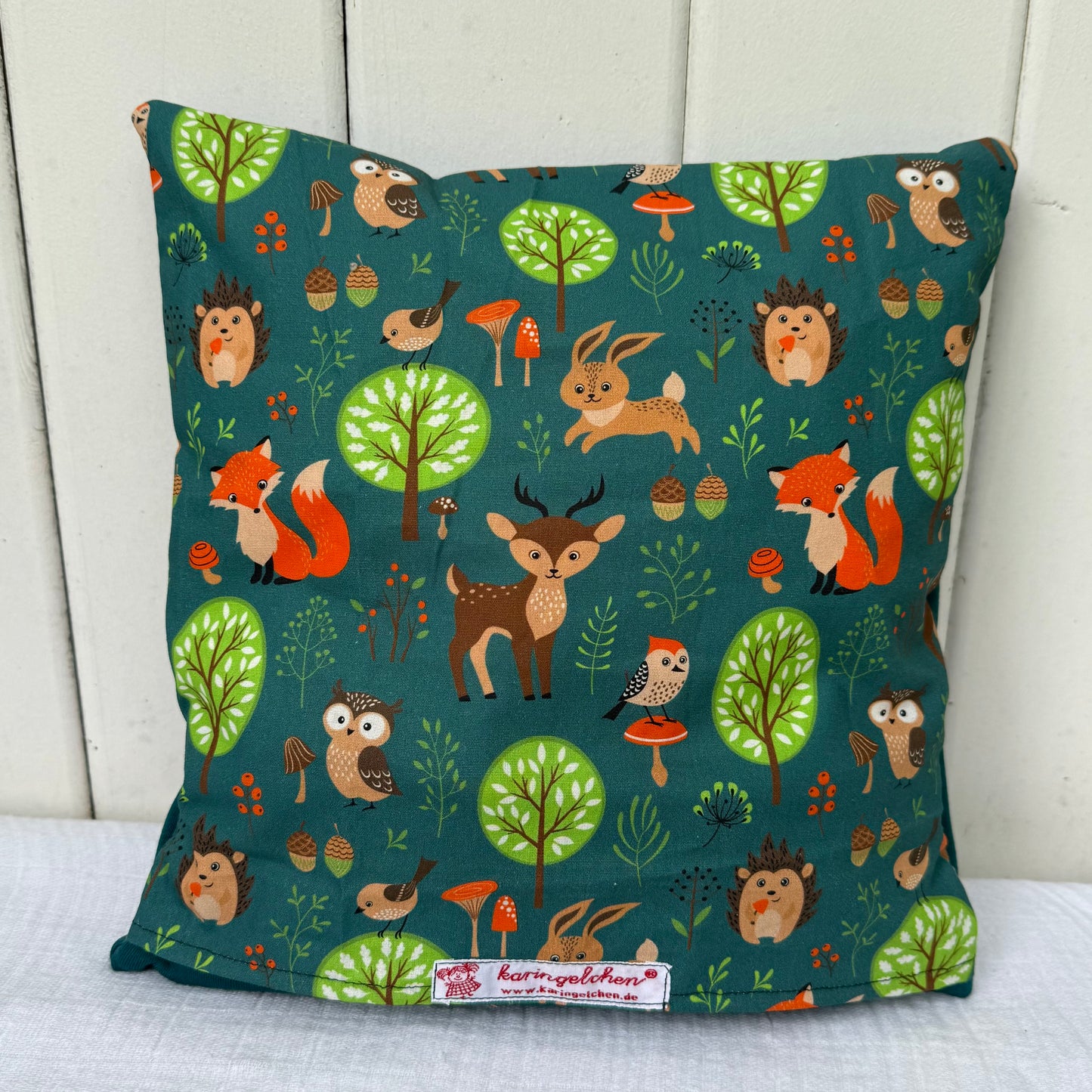 Reisekissen Fuchs 30x30 cm – Handgemachtes Kinderkissen für Auto, Urlaub & Ausflüge