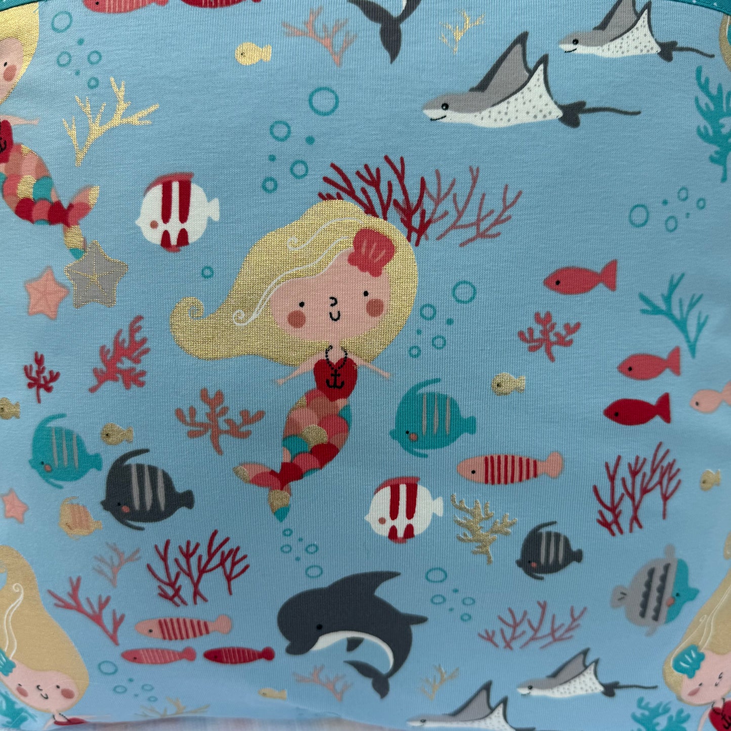 Meerjungfrau Kissen mit Namen personalisiert – Kinderkissen 40x40 cm aus Baumwolle