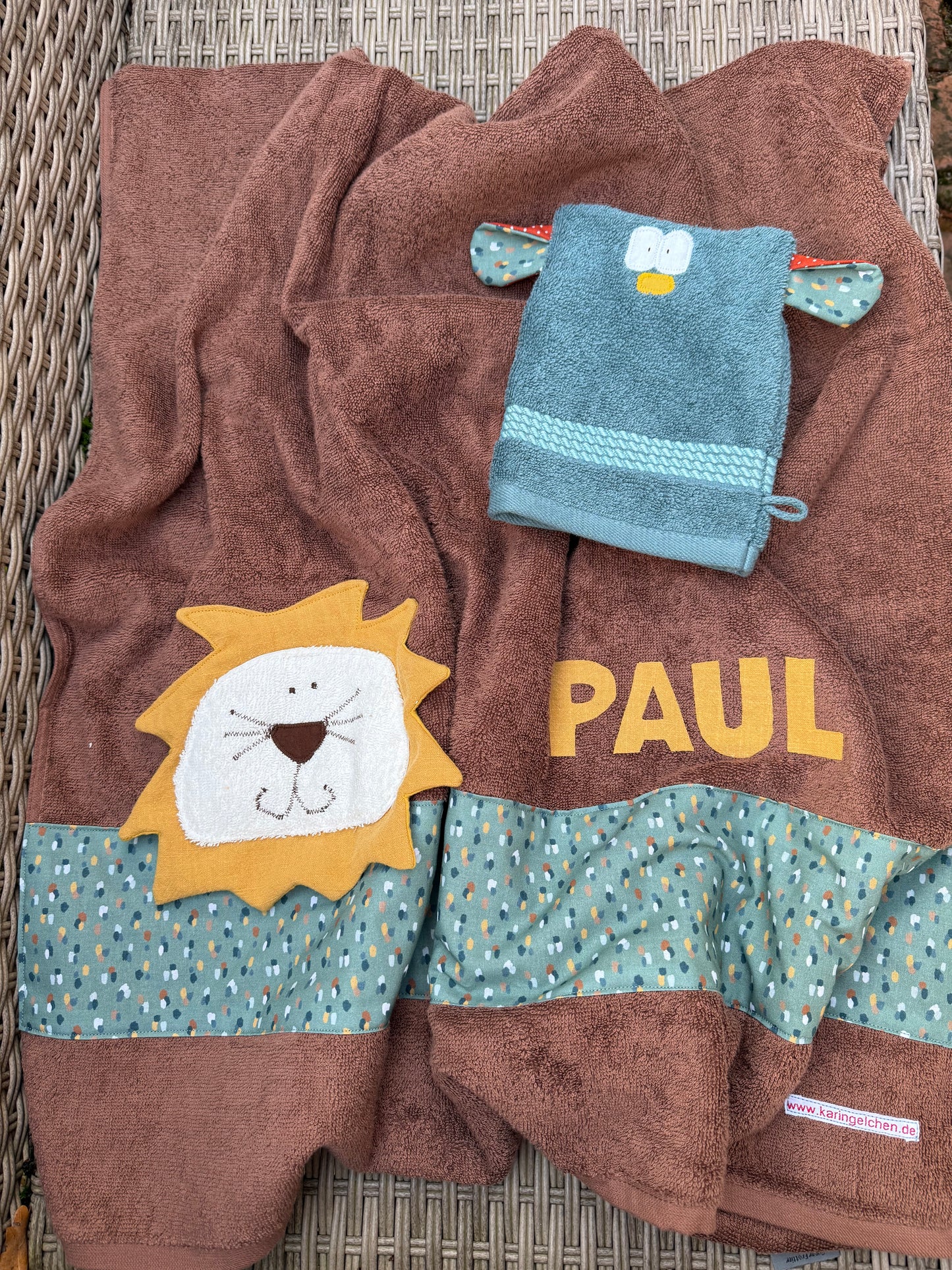 Duschtuch „Löwe“ – personalisiert, handgemacht & kuschelweich