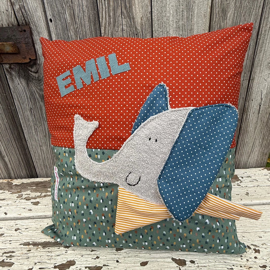 Kissen „Elefant“ – handgemacht, personalisiert & liebevoll genäht
