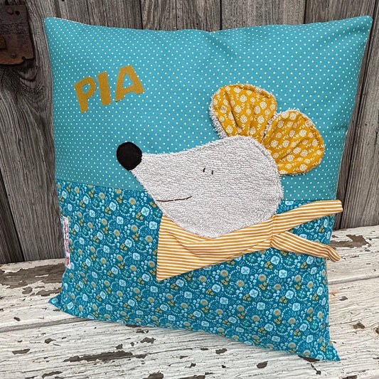 Personalisiertes Kissen „Maus“ – handgemacht mit Namen | Geschenk zur Geburt, Taufe & Geburtstag