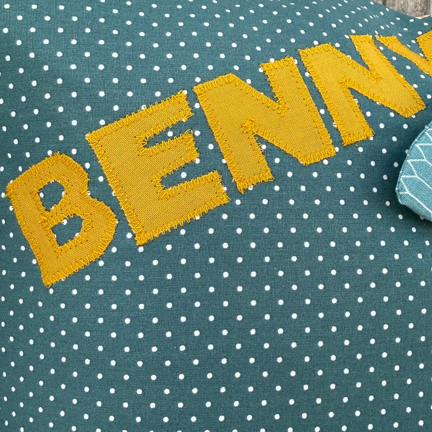 Kissen Hund salbeigrün mit Namen – personalisiertes Kuschelkissen 40x40 cm