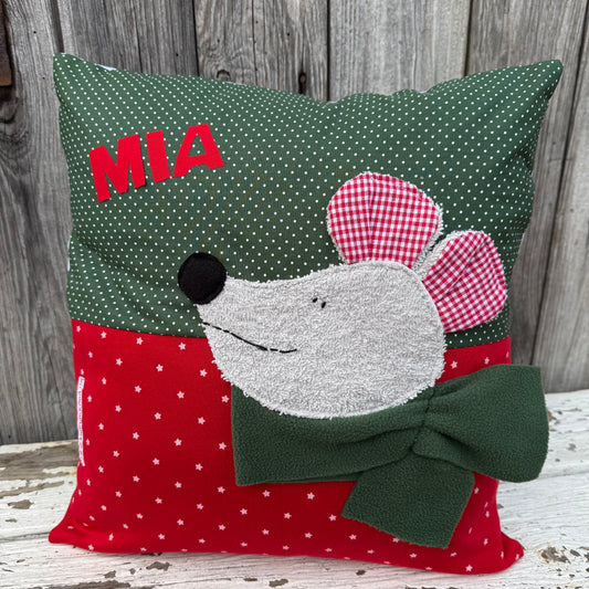 Kissen Maus personalisiert – Kinderkissen mit Namen, 40x40 cm