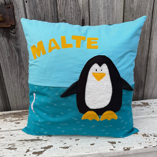 Kissen 40x40 Pinguin – Personalisiertes Kinderkissen | Handgemacht & Kuschelig