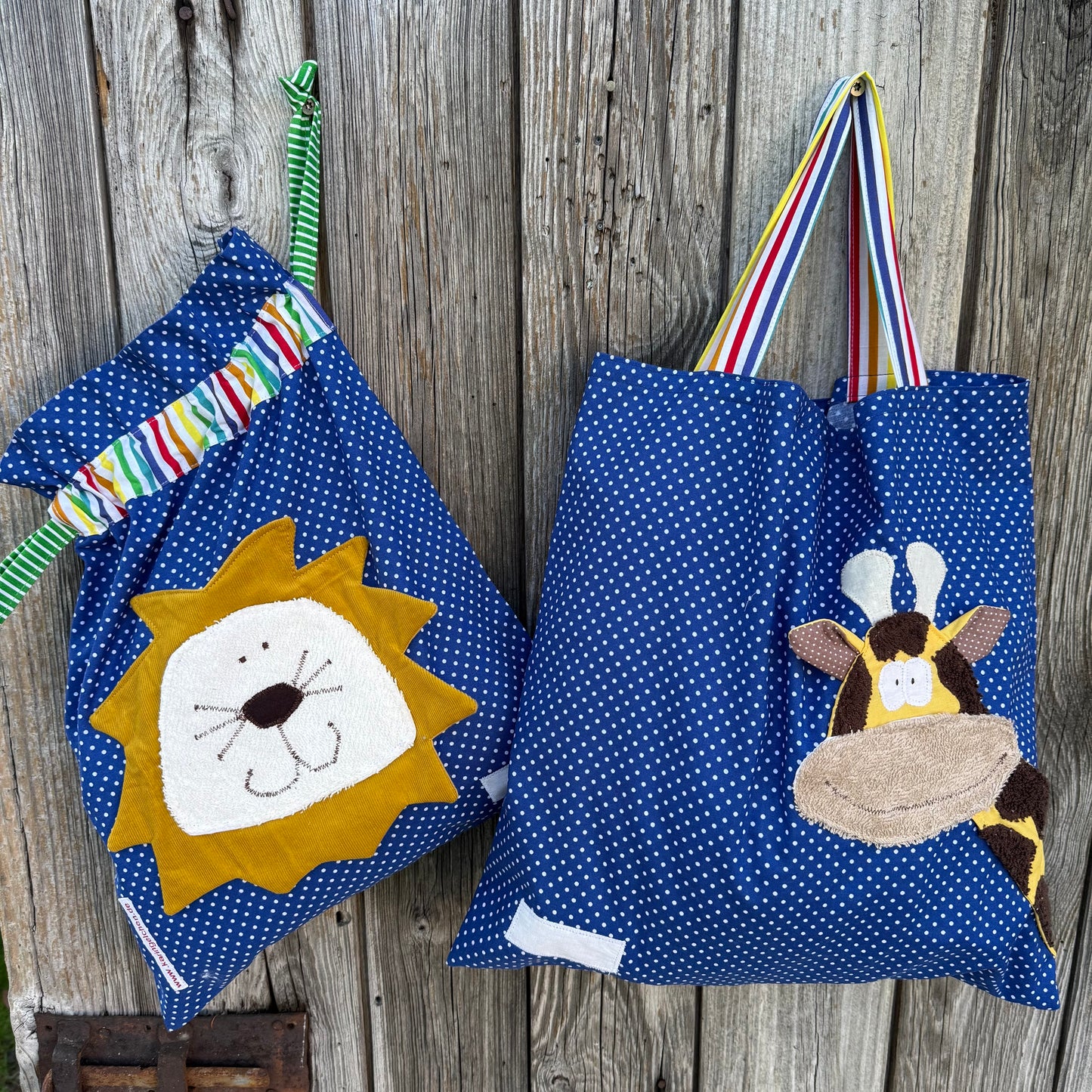 Kindergartenset Löwe & Giraffe – Wetbag & Garderobenbeutel