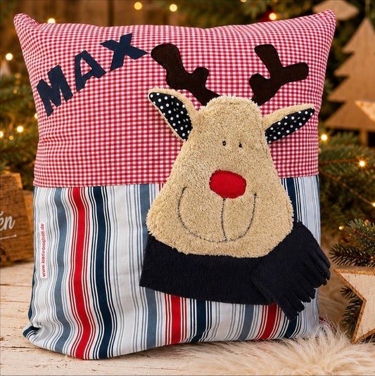 Personalisiertes Kissen Elch – Weihnachtskissen für Kinder