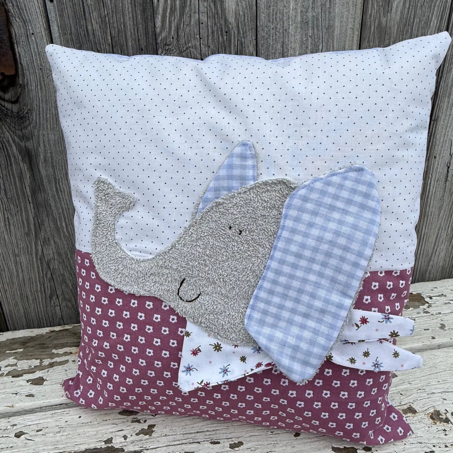 Kissen Elefant – personalisiert mit Namen | Handgenähtes Kinderkissen 40×40