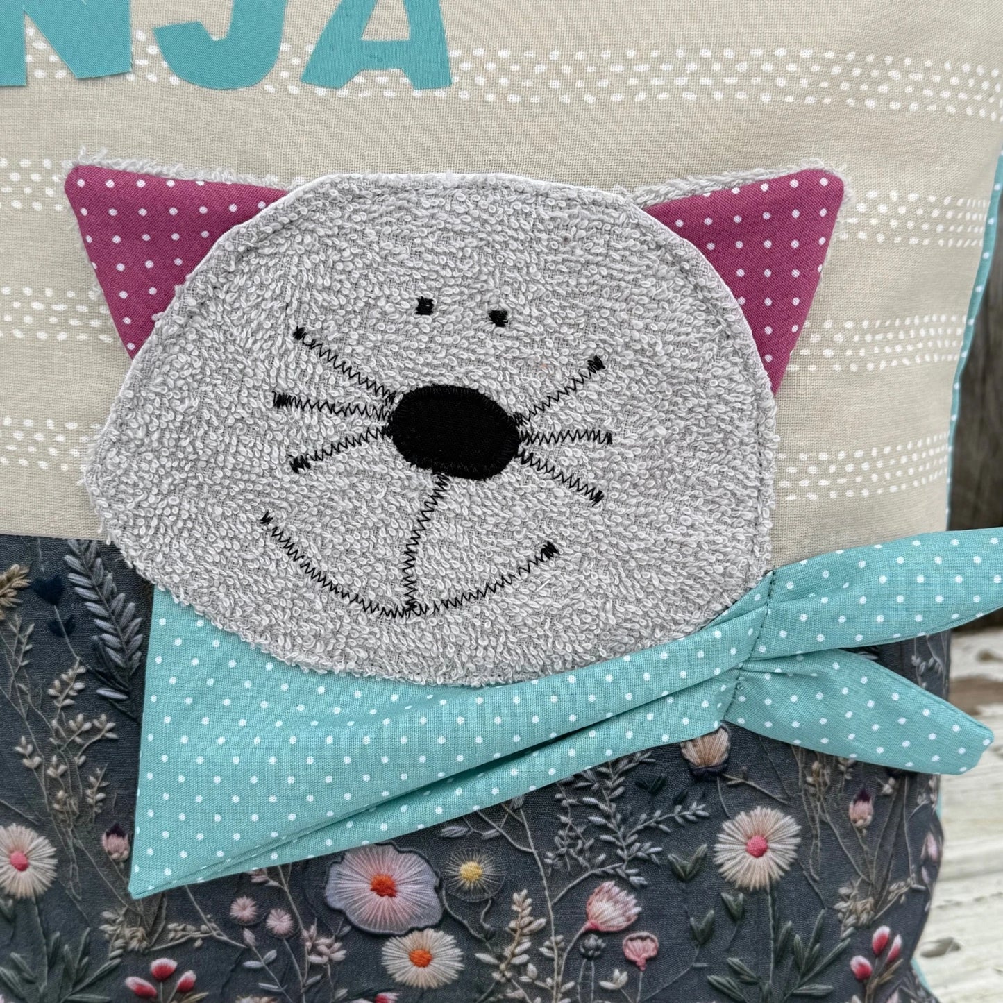 Kissen Katze personalisiert | Kinderkissen mit Namen zur Geburt