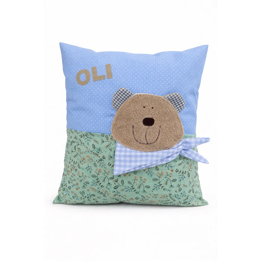 Kissen Bär personalisiert -Kinderkissen mit Namen , Geschenk zur Geburt