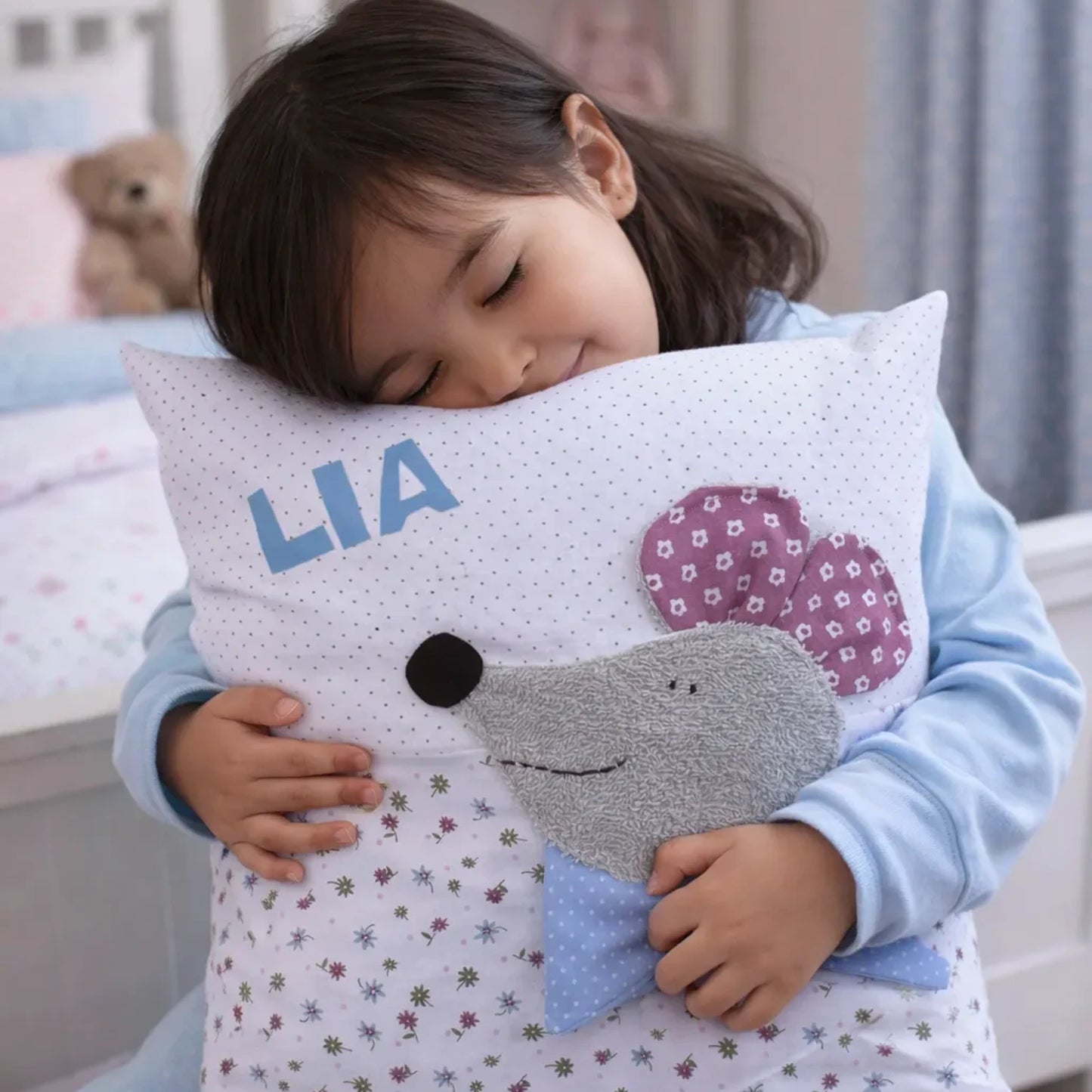 Personalisiertes Kuschelkissen Maus | Babygeschenk mit Namen | Geschenk für das Patenkind | 1. Geburtstag Geschenkidee