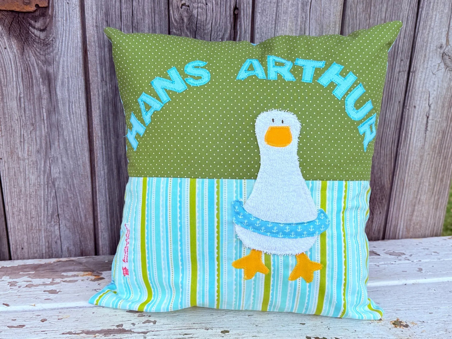 Geschenkset Ente  – Kissen & Wetbag personalisiert, Handmade