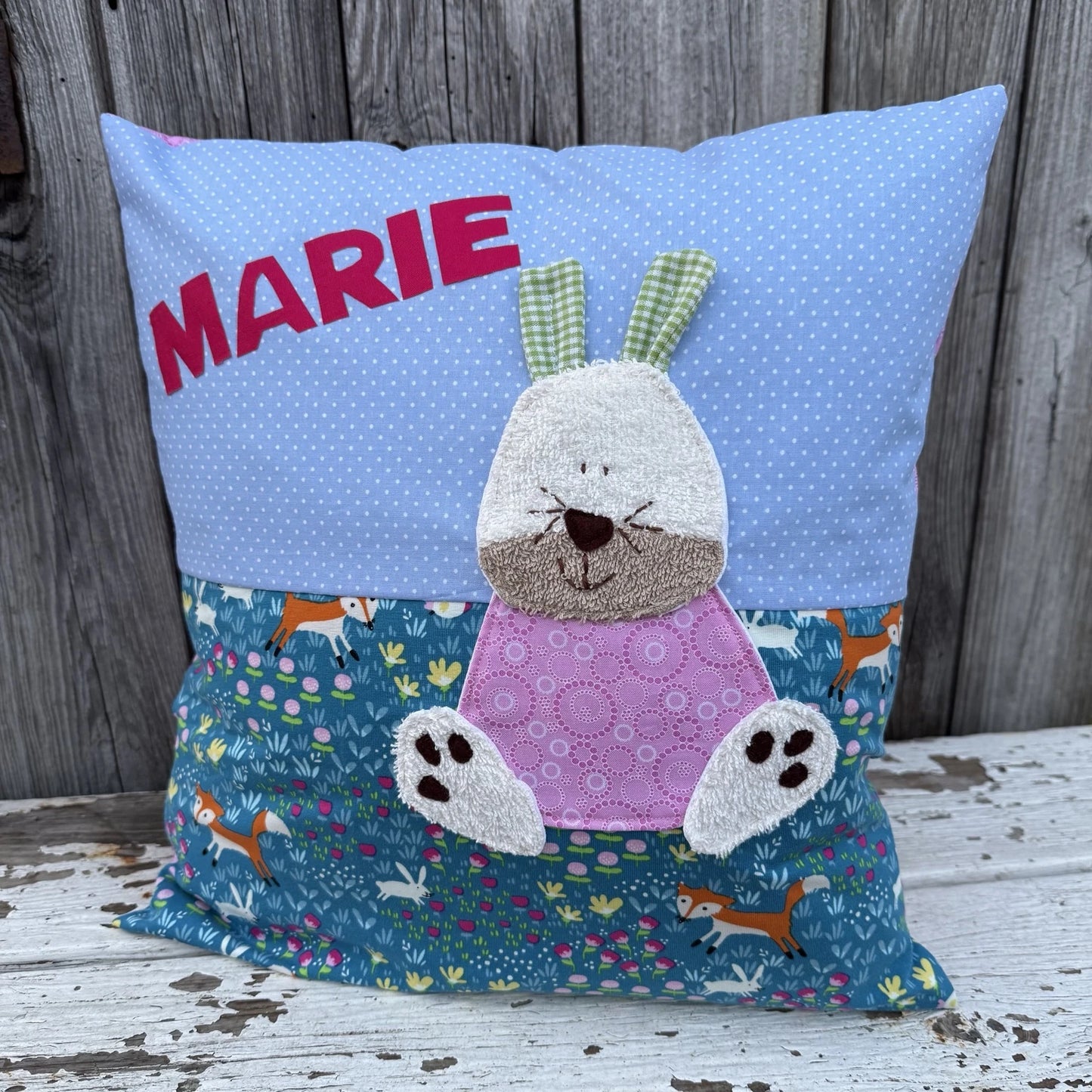 GeschenkSet Hase hellblau personalisiert – Wetbag & Beutel für den Kindergarten