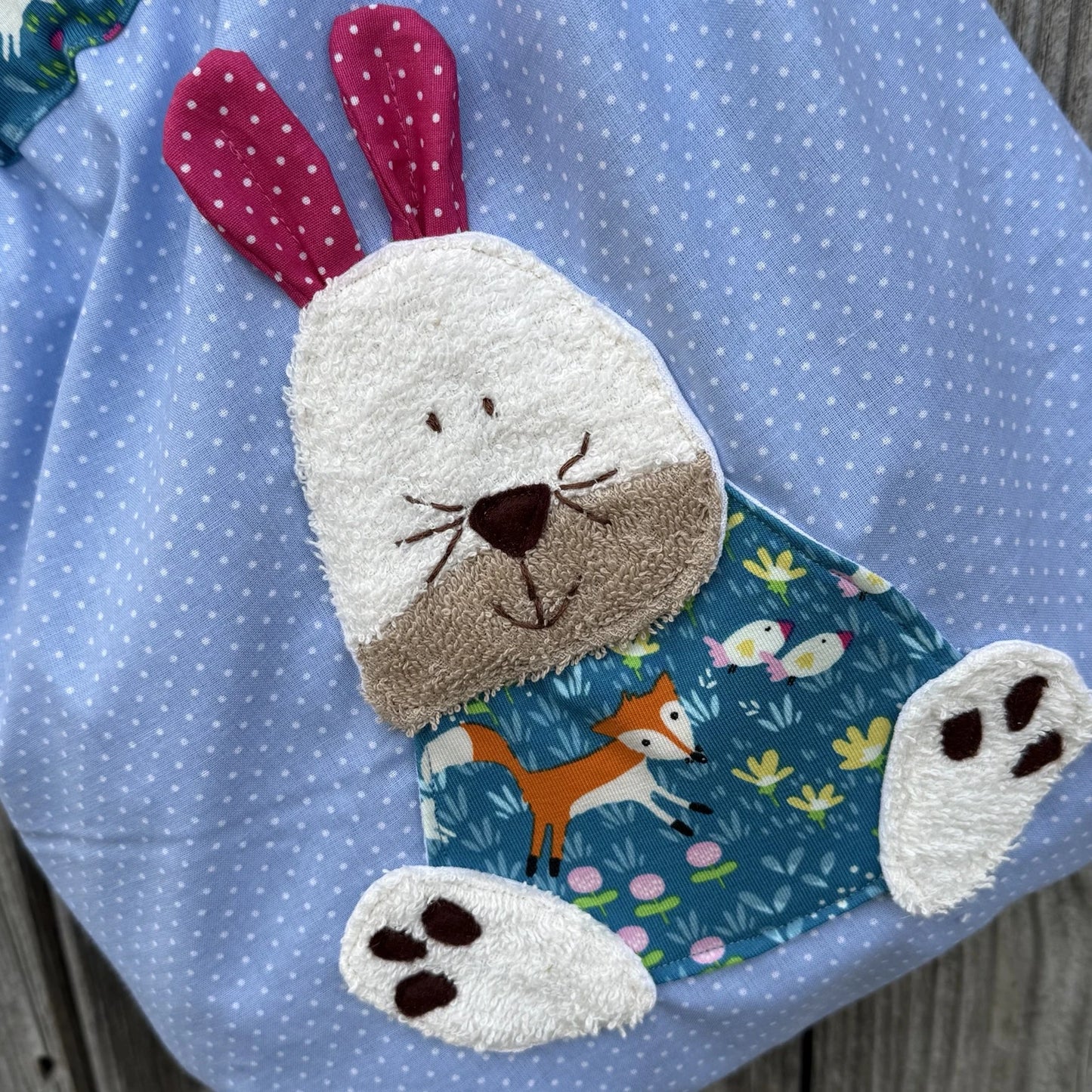 GeschenkSet Hase hellblau personalisiert – Wetbag & Beutel für den Kindergarten