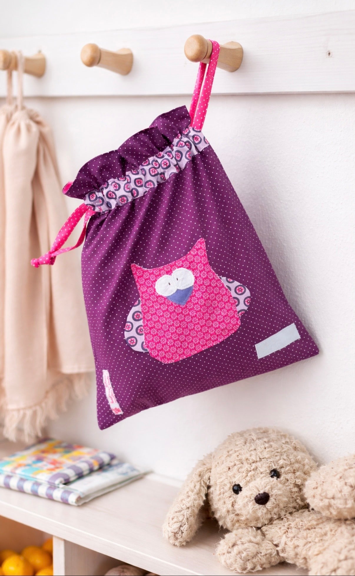 Wetbag Eule handgemacht | süße Kindertasche für Kita | Eulen Geschenke für Kinder | Wetbag für nasse Kleidung