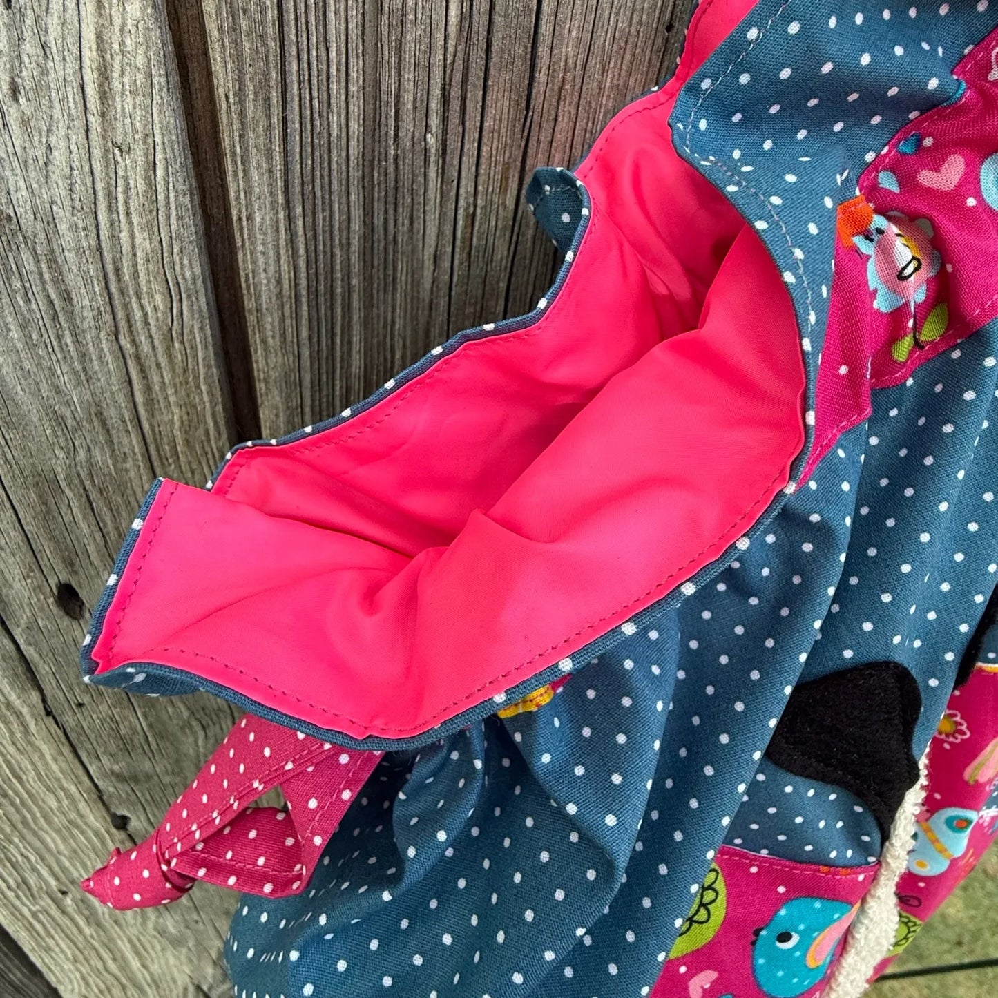 Kita-Set Schmetterling & Katze – Handgemachte Wetbag und Garderobenbeutel für Mädchen
