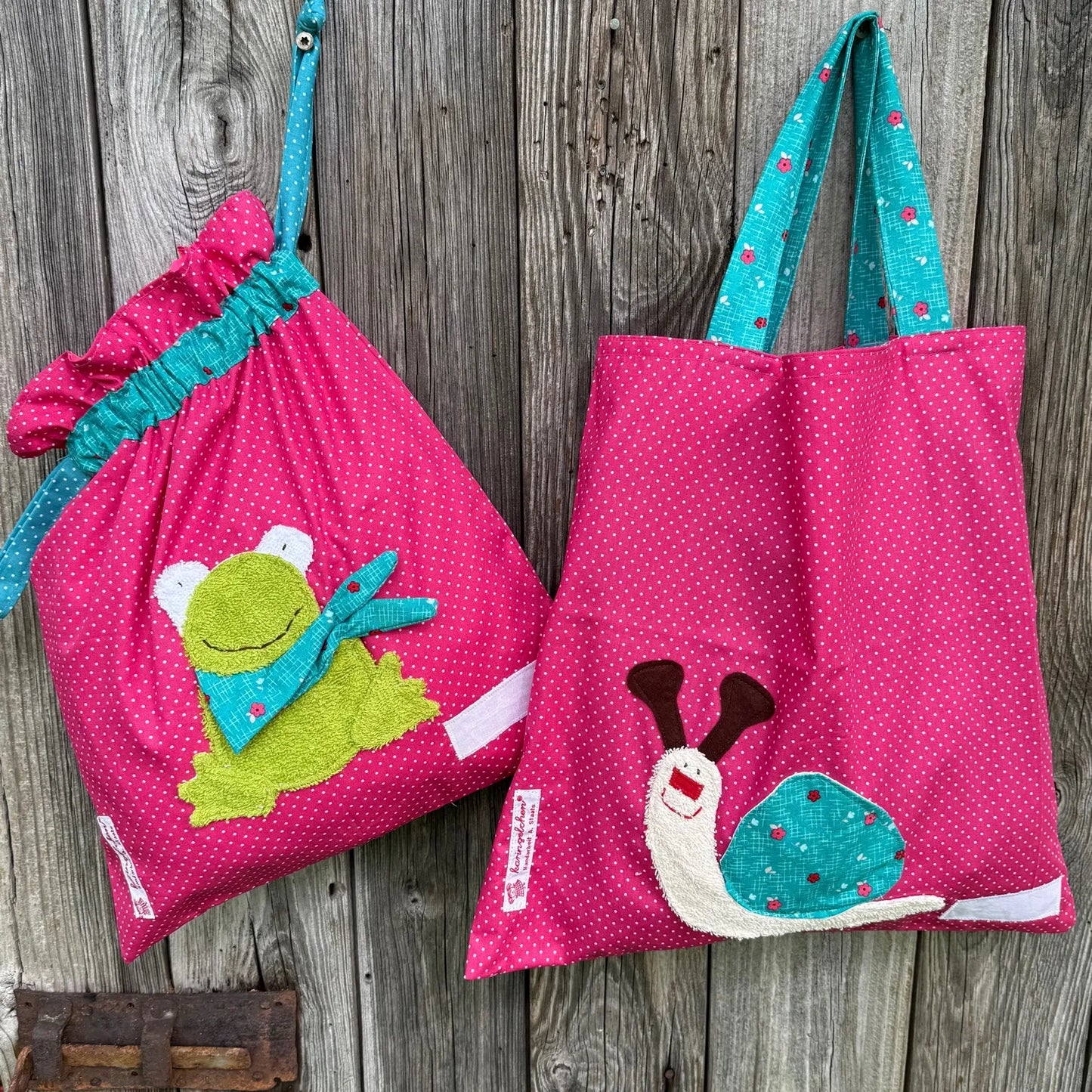 Kindergartenset Frosch & Schnecke – Wetbagset Mädchen in Pink