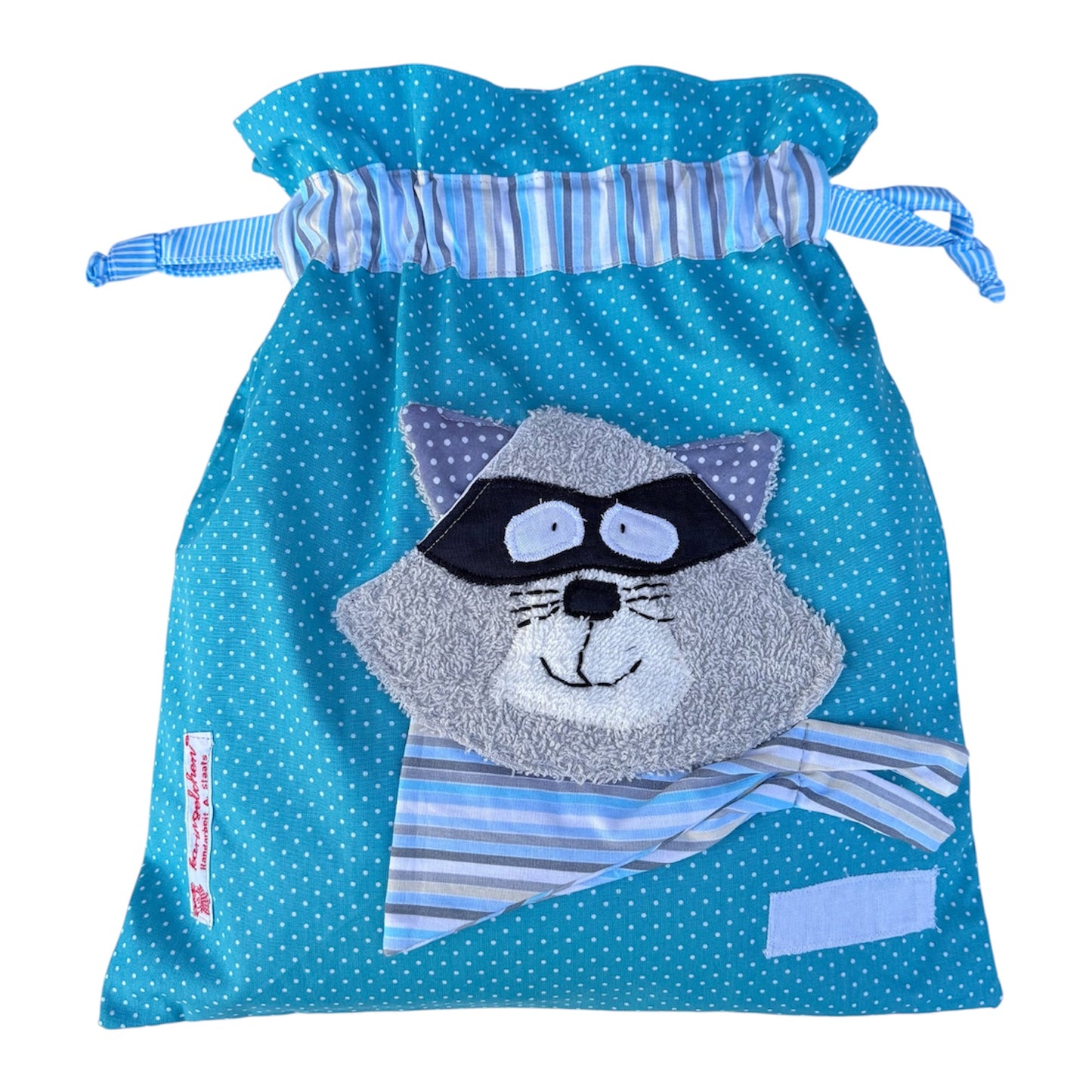Wetbag „Waschbär“ – handgemacht, wasserabweisend, ideal für Kita, Sport & Reisen