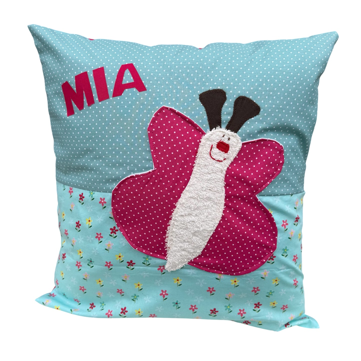 Kuschelkissen Schmetterling mit Namen – personalisiertes Babygeschenk zur Geburt | Dekokissen Kinderzimmer