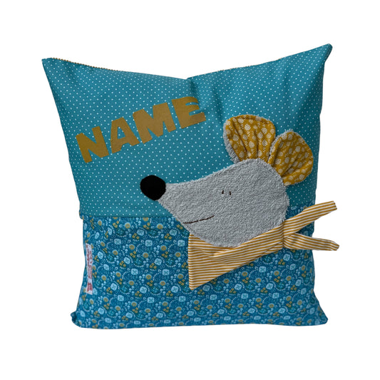 Kinderkissen Maus personalisiert mit Namen – Kuschelkissen für Kinder