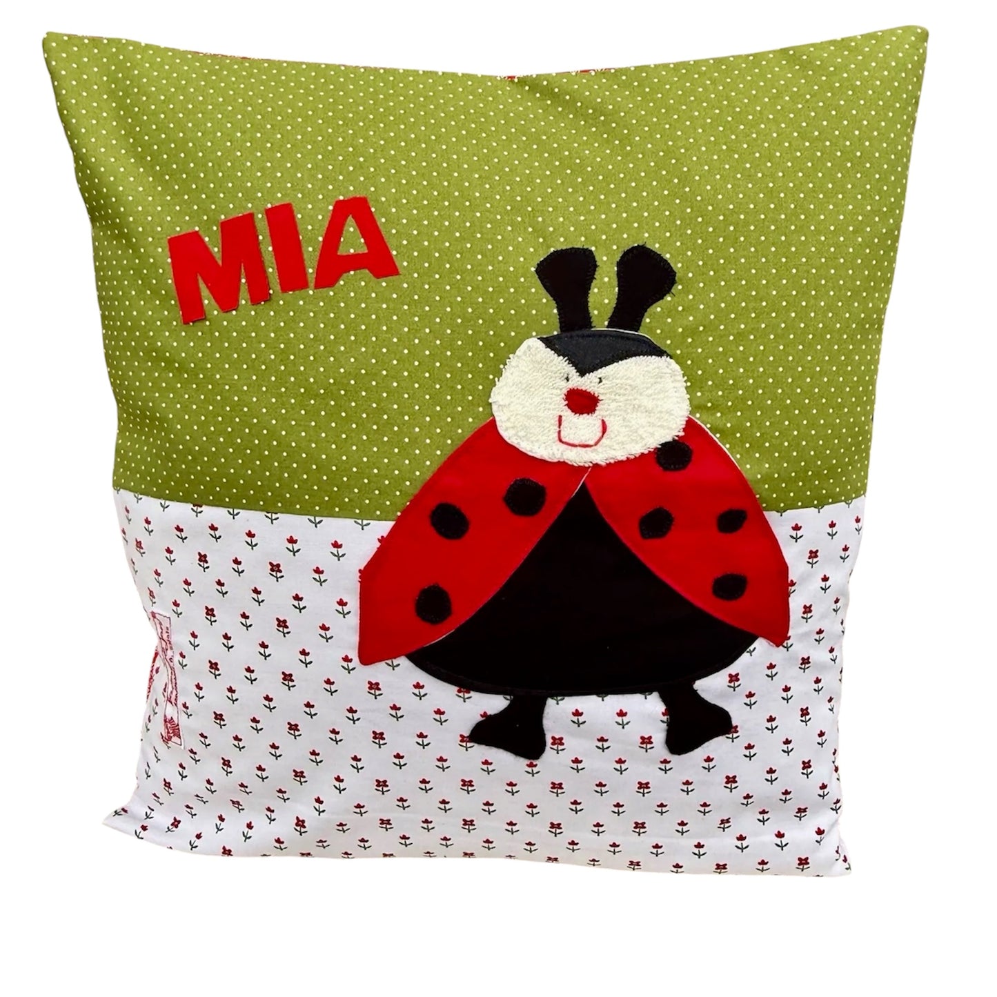 Kissen Marienkäfer personalisiert- Geschenk zur Geburt und Taufe| Handmade