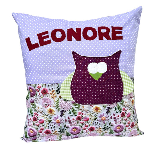 Kinderkissen Eule personalisiert – Kuschelkissen mit Namen | Geschenk zur Geburt