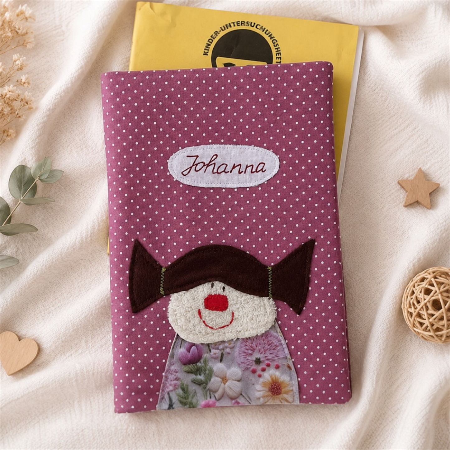 U-Heft Hülle Mädchen Altrosa personalisiert | Geschenk zur Geburt mit Namen