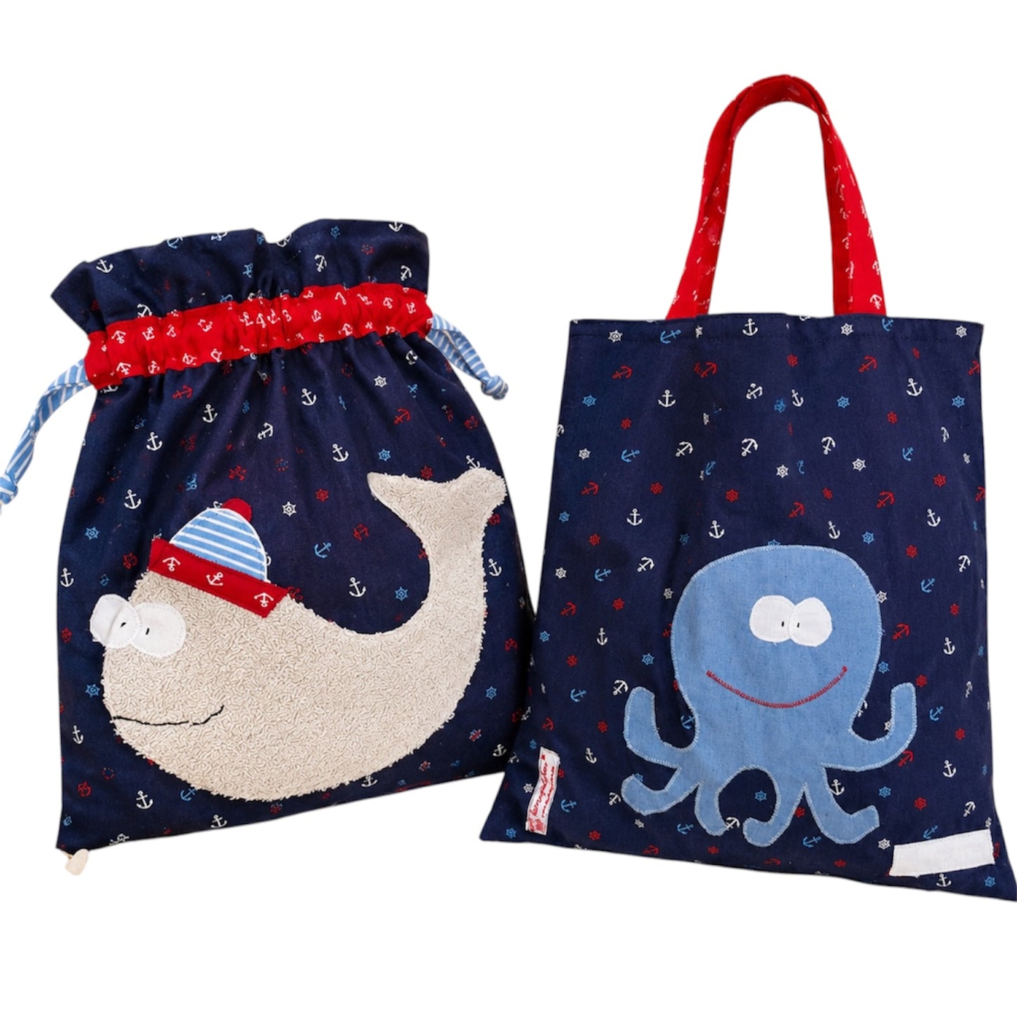 Wetbagset Wal & Tintenfisch | KitaSet mit Wetbag & Garderobenbeutel | personalisierbar