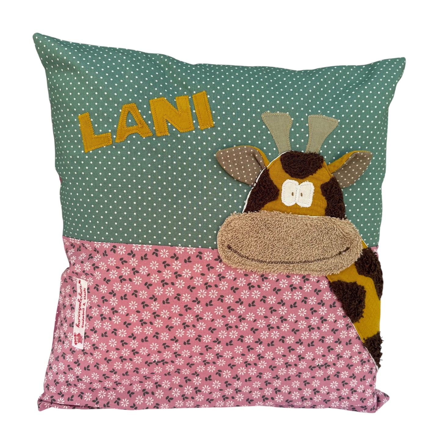 Kissen personalisiert mit Namen Giraffe | Personalisierte Geschenke Baby | Besonderes Geschenk zur Geburt
