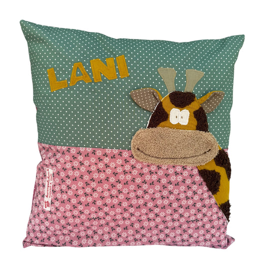 Kissen personalisiert mit Namen Giraffe | Personalisierte Geschenke Baby | Besonderes Geschenk zur Geburt