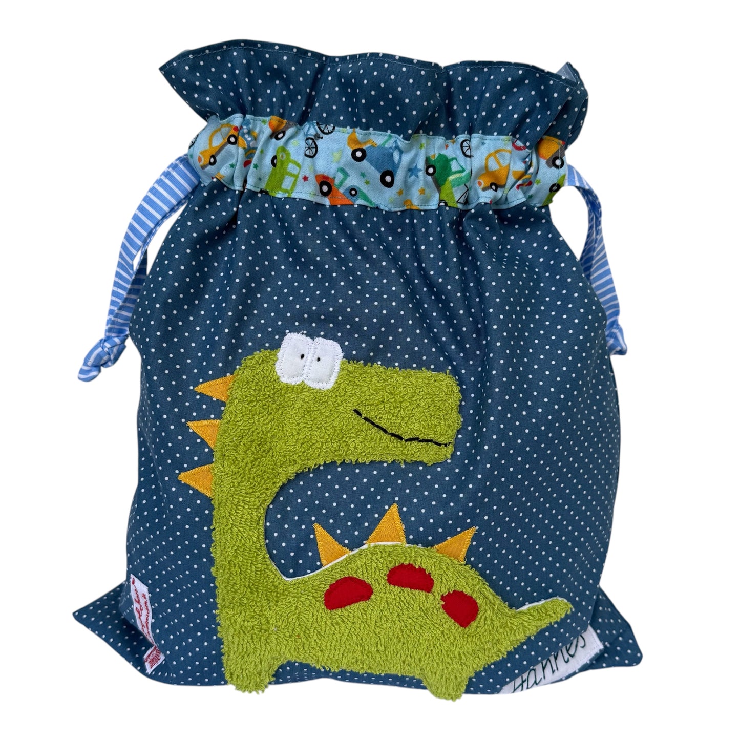 Wetbag „Dino“ – handgemacht, wasserabweisend, ideal für Kita, Sport & Reisen