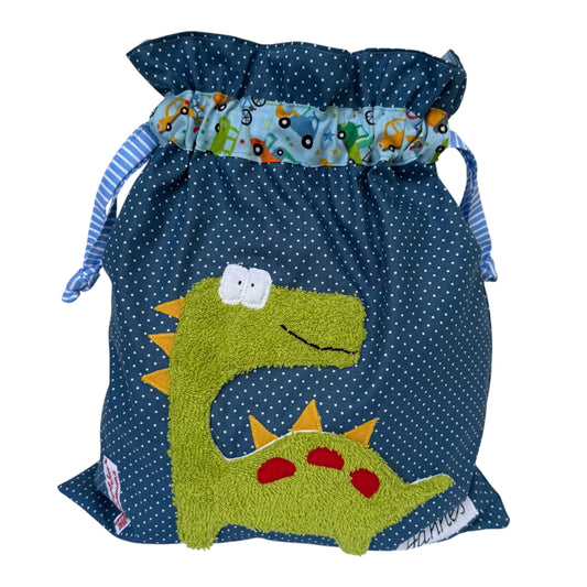 Wetbag „Dino“ – handgemacht, wasserabweisend, ideal für Kita, Sport & Reisen