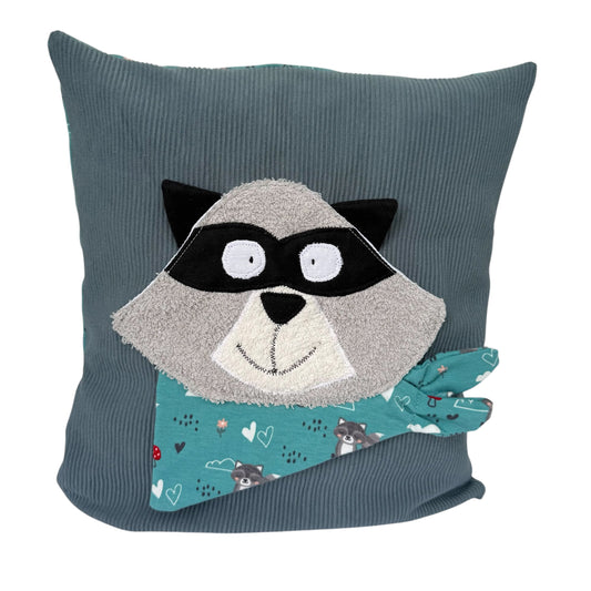 Reisekissen für Kinder Waschbär | Kissen 30x30 | Geschenk für Kindergartenstart