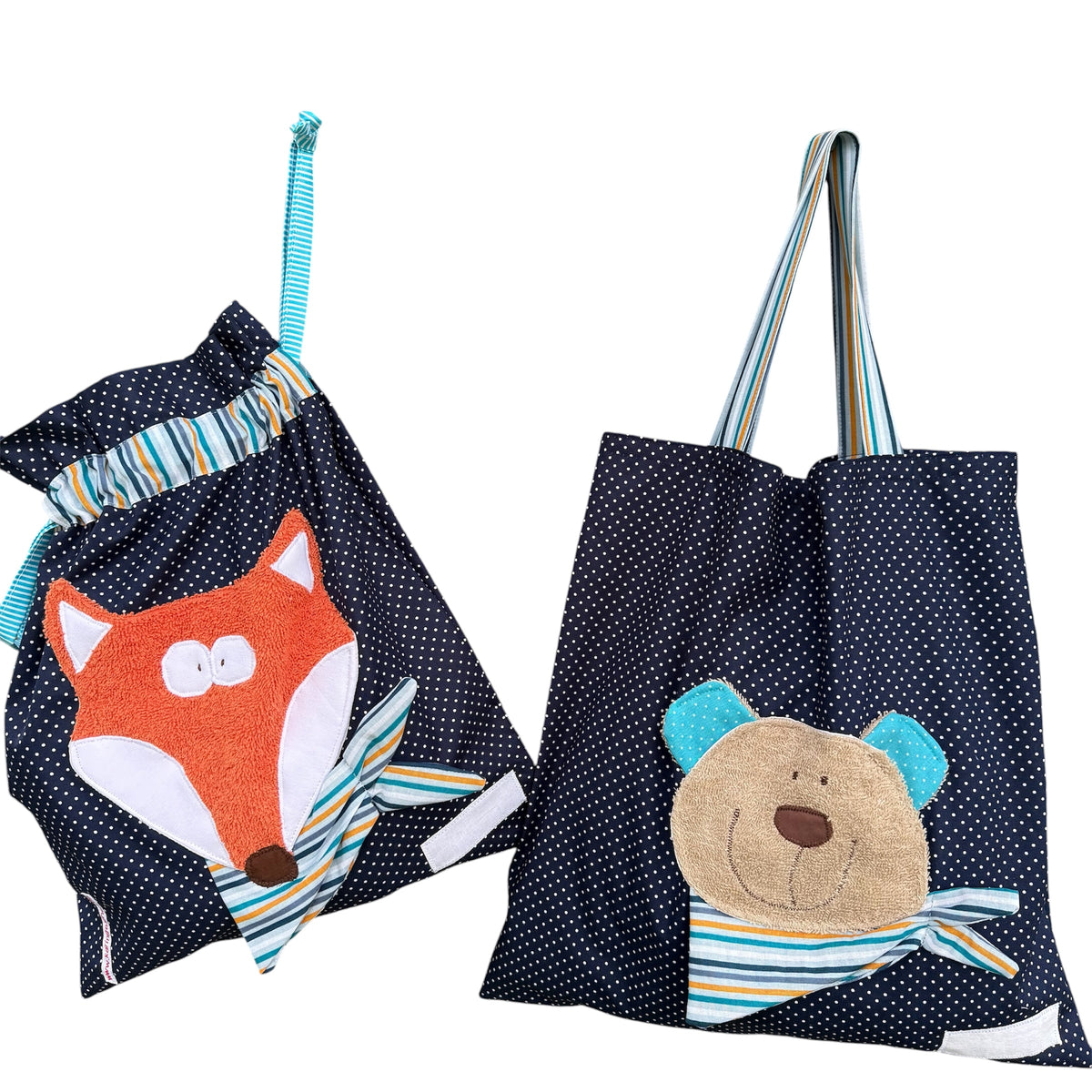 Kindergartenset Fuchs & Bär | Wetbag & Garderobenbeutel | Geschenk zum Kindergartenstart