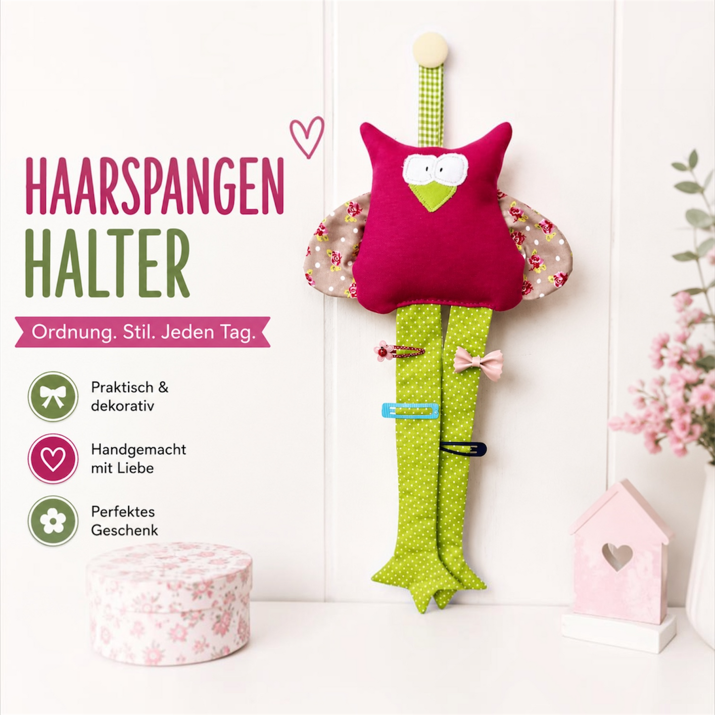 Haarspangenhalter Eule | Geschenk zum Schulanfang | Praktische Geschenke für Mädchen