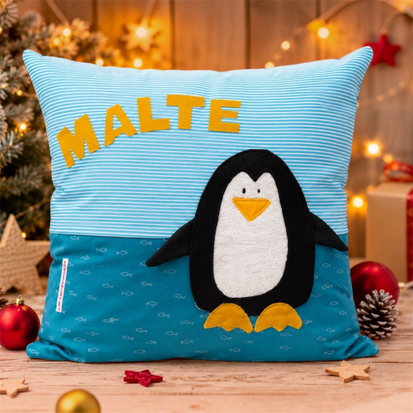 Kissen Pinguin personalisiert | Weihnachtsgeschenk Kind | Karingelchen