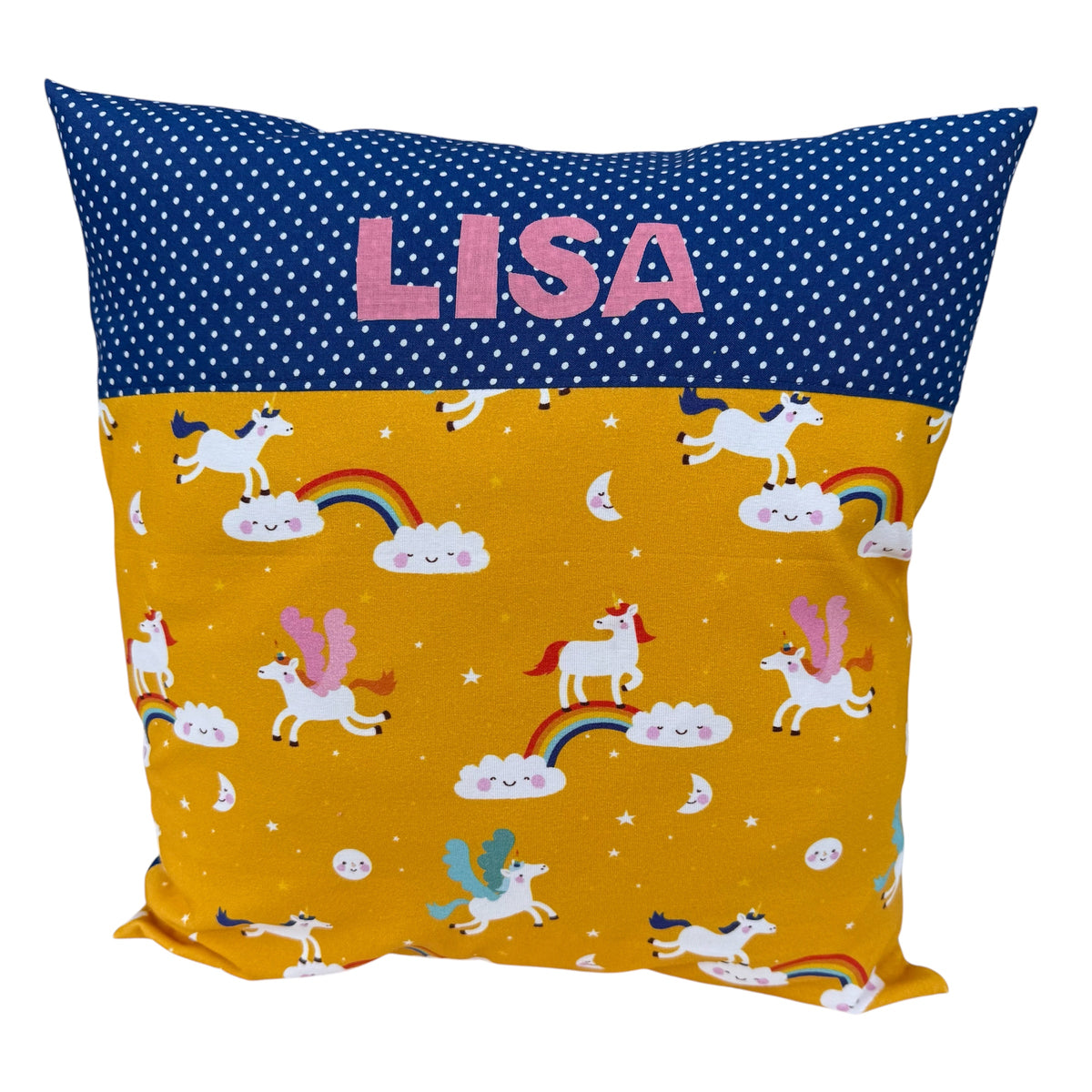 Einhornkissen mit Namen – personalisiertes Kissen 40 × 40 cm