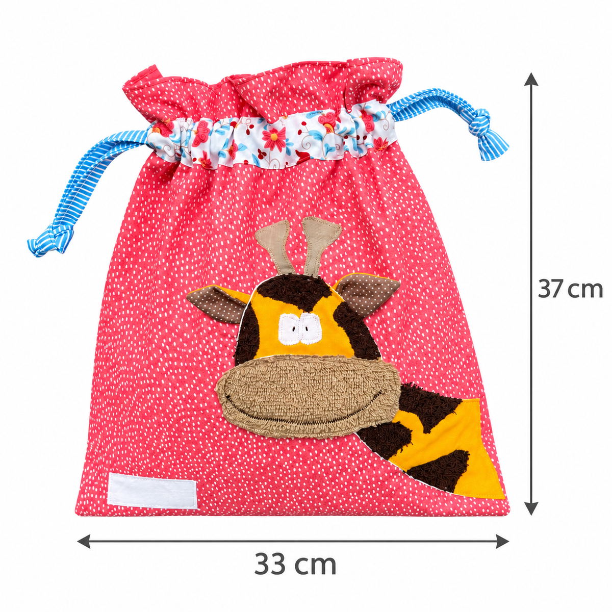 Wetbag Lachsrot getupft für Mädchen mit Giraffenapplikation 33x37cm